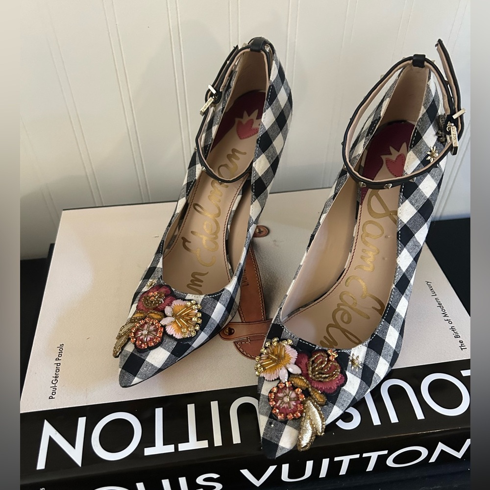 Sam Edelman hermione 3 Black and White Checkered Heels - Picture 4 of 16